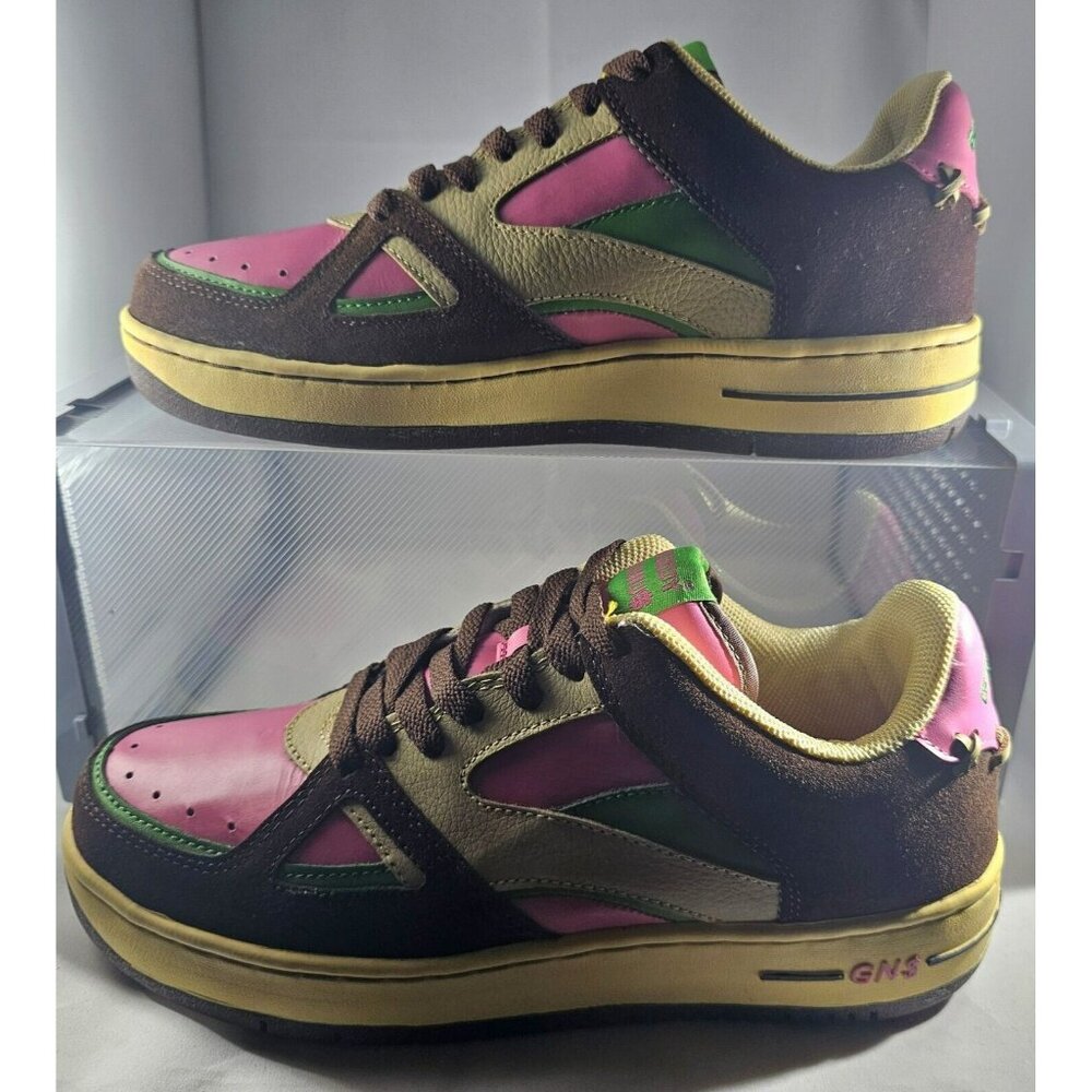 Greedy Genius Rare Phantom Men's Size 8.5 Sneakers Pink/Brown Suede/Green/Tan